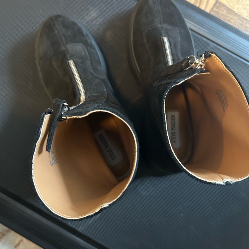 Women Black Zipper Boots - Picture 5 of 12